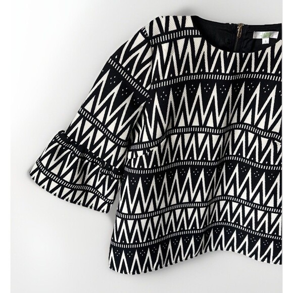 Jade Melody Tam Ruffle Black  and White Bell Sleeve Blouse Size S - Picture 4 of 12
